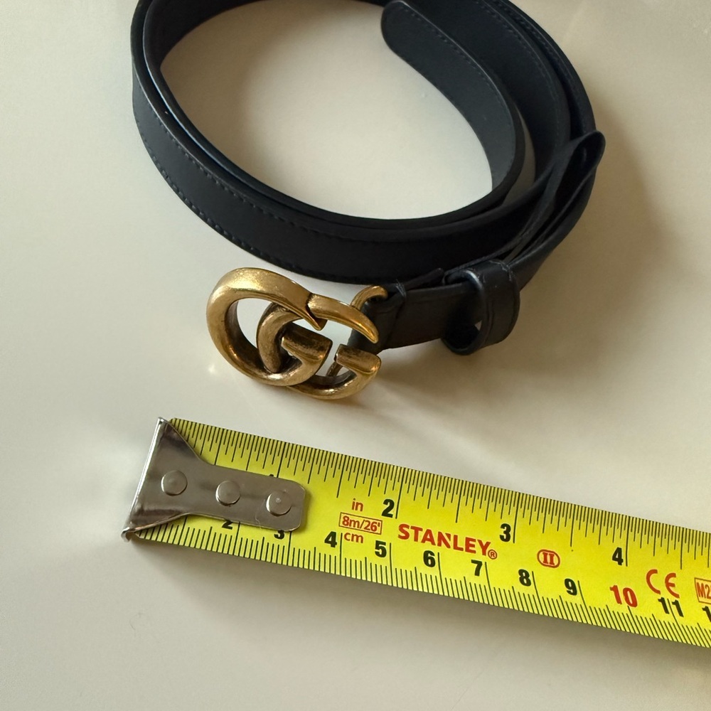Gucci Black Leather Strap with Gold Accent